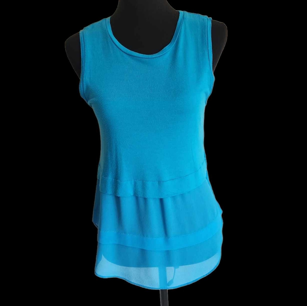 Michael Kors Size S Blue Top With Sheer Bottom Layer